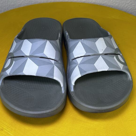 OOfos OOahh Size Women 6 Men’s 4 Olive Green Recovery Comfort Slide Sandals - Picture 4 of 16